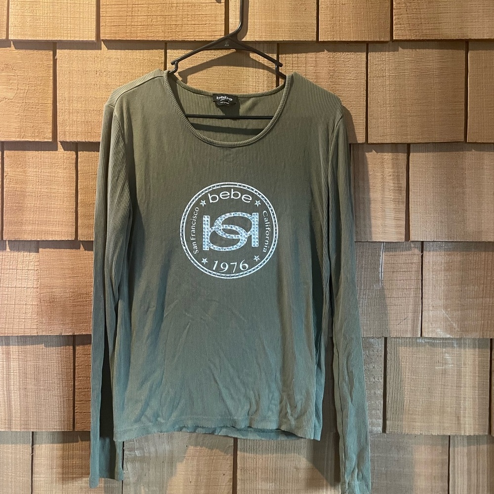 Bebe Khaki Long Sleeve Tee for Men